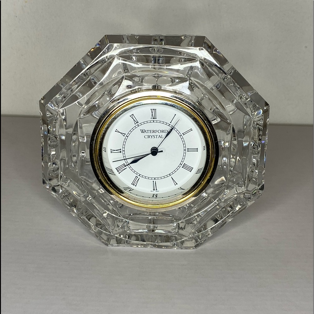 Waterford Crystal Octagonal Roman Numeral Desk Clock